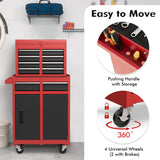 Goplus Rolling Tool Chest, 5-Drawer Tool Box Organizer w/Lockable Wheels & Sliding Drawers & Detachable Top & Adjustable Shelf, Tool Storage Cabinet Goplus