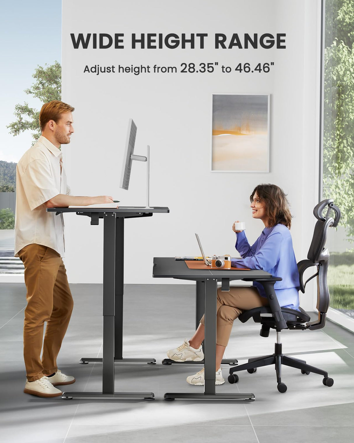 ErGear Height Adjustable Electric Standing Desk, 48 x 24 Inches Sit Stand up Desk, Memory Computer Home Office Desk (Black) ErGear