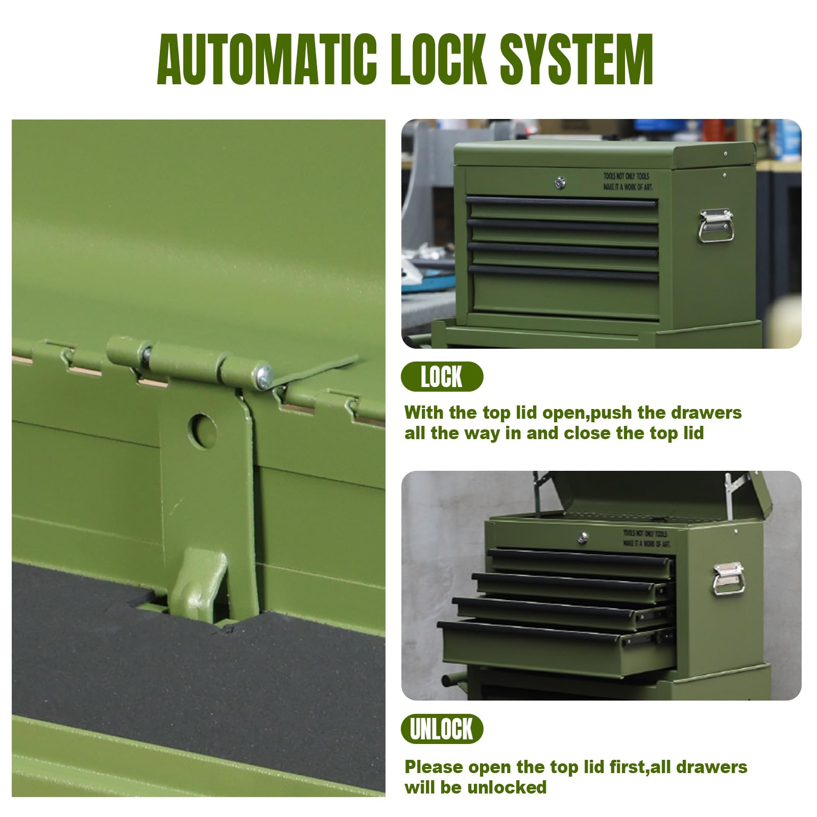 GSTANDARD Rolling Tool Chest, Green - WoodArtSupply