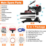 AKEYDIY 8 in 1 Heat Press, 12x15 Heat Press Machine for Tshirts, 360° Swing Away Shirt Press Machine for Sublimation, Multifunction Heat Press AKEYDIY