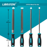 Libraton 31PCs Metal File Set, Metal Files, Metal Files for Steel, 12 Needle Files with Case, Riffler File, 12 Sandpapers, Steel Brush, File Sets for LIBRATON