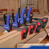 WORKPRO 12” & 6” Bar Clamps for Woodworking, 300lbs & 150lbs Load, One-Handed Spreader/Clamp, Quick-Clamp F Wood Clamps Set for Hand Wood Working WORKPRO