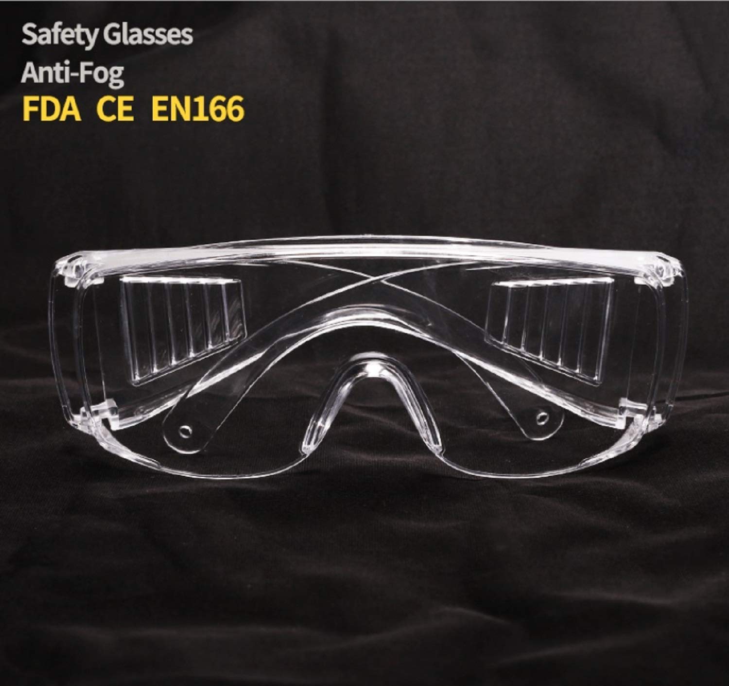 Safety Glasses (2 Pack) Anti Fog & Shattered Proof, ANSI Z87.1 & EN 166 UV Resistant Protective Eyewear Safety Goggles, Wide Frame Eye Shield Goggles Euxor