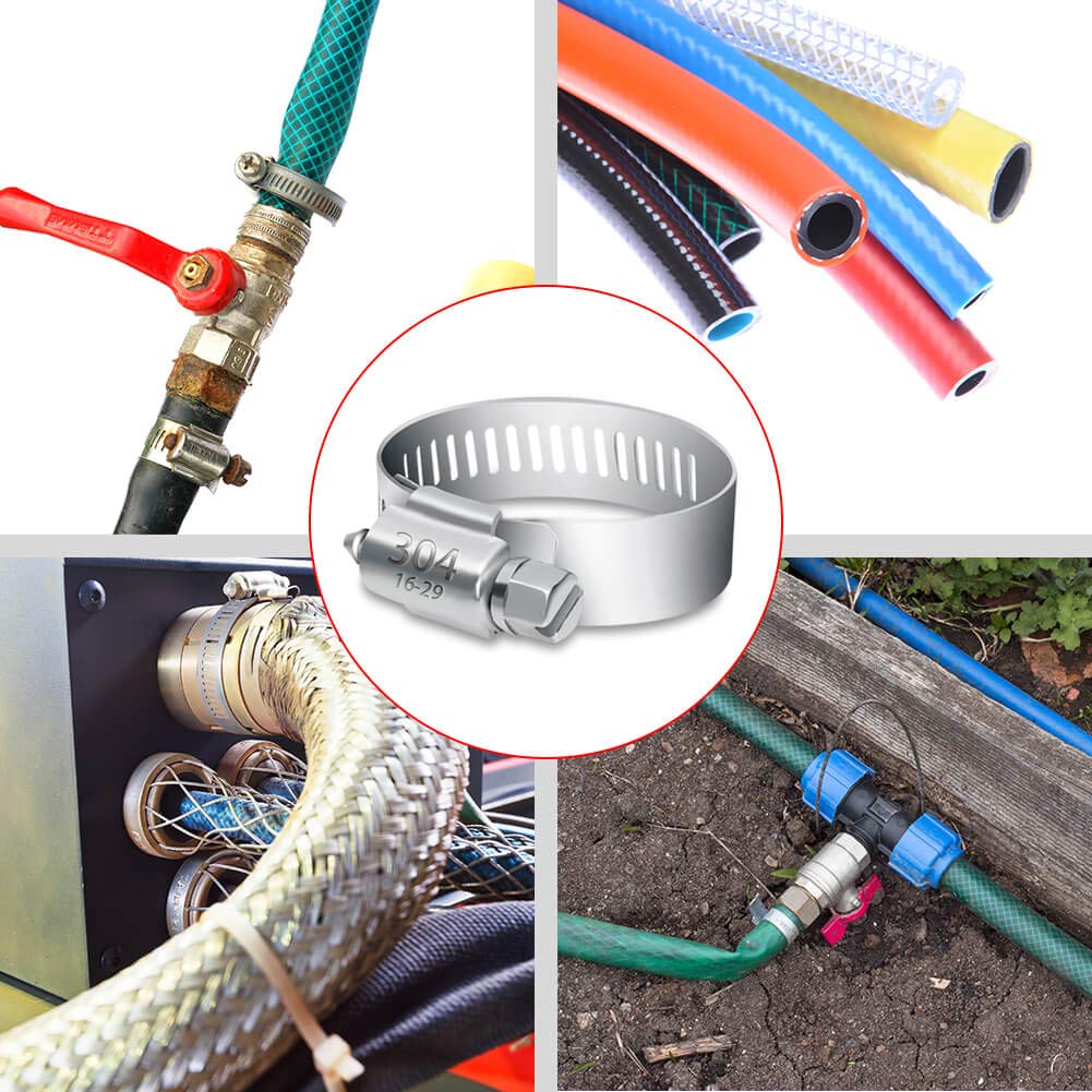 Selizo 40Pcs Hose Clamp Including 7 Sizes Adjustable Pipe Tube Clamps 304 Stainless Steel Hose Clips selizo