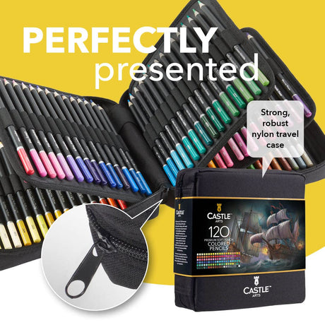 Castle Art Supplies 168-Piece Colored Pencils Bundle Set | Premium Soft Core Leads for Artists & Colorists| Inclusive of 120 Coloring Pencils and 48 Castle Art Supplies