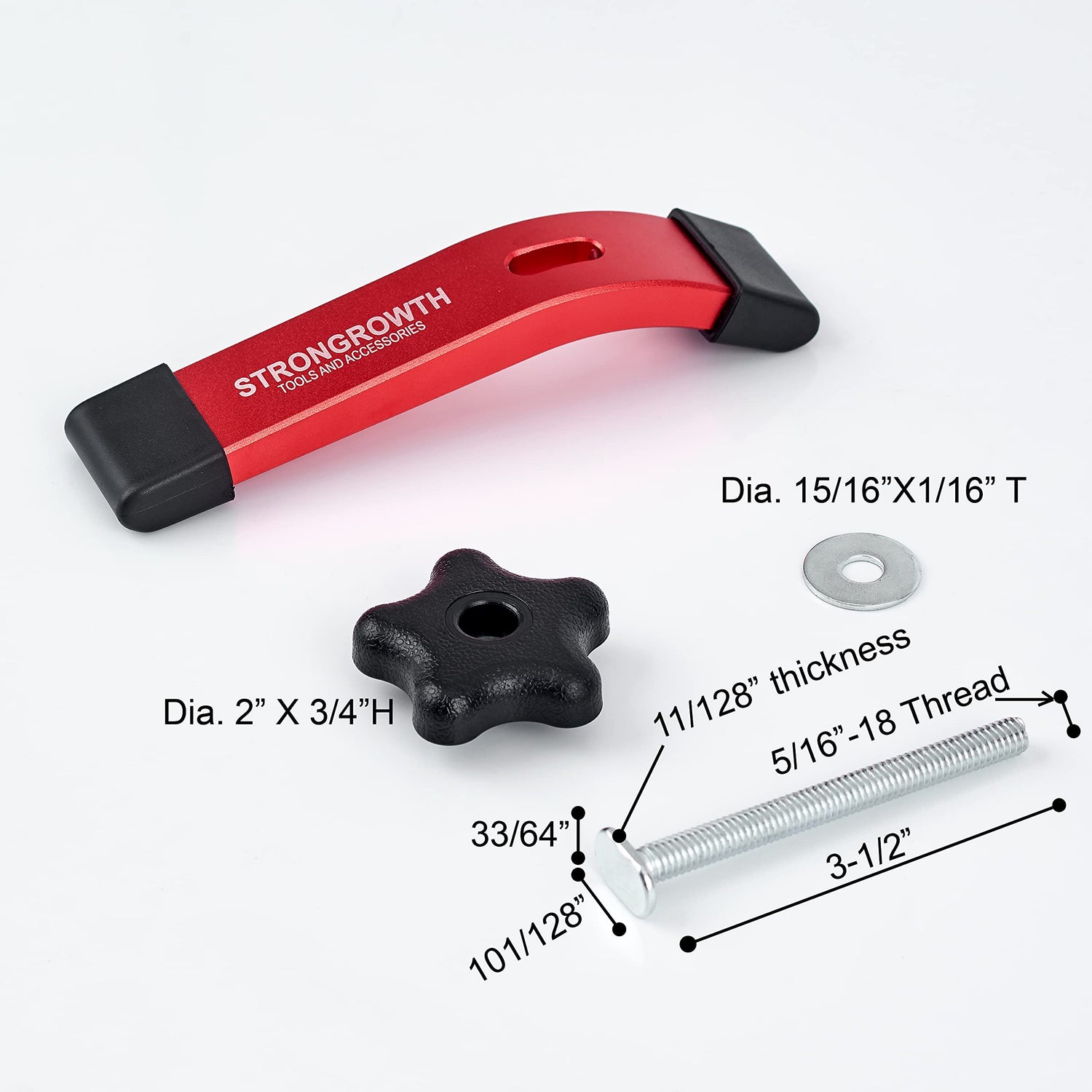 STRONGROWTH T track woodworking System Accessories- T-Track and Hold Down Clamps (T-Track Clamps 2pk) STRONGROWTH