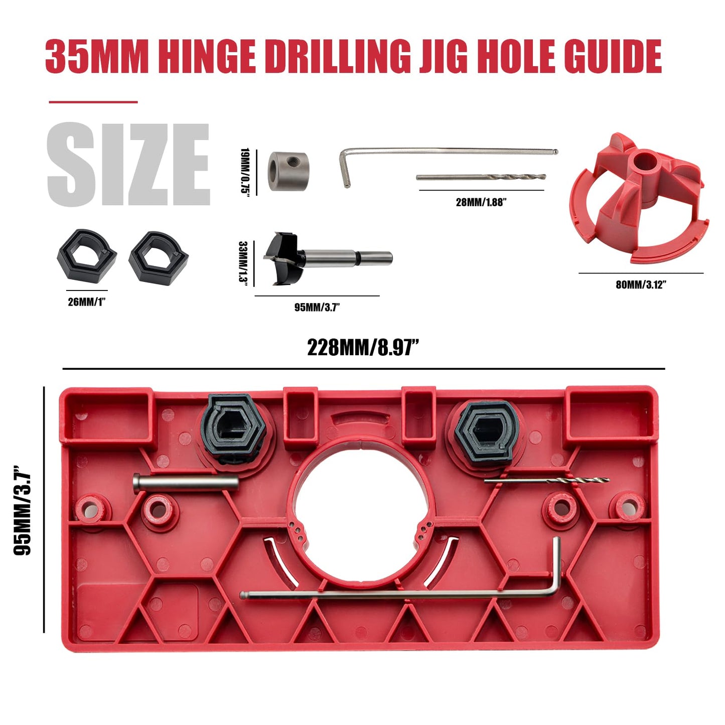 Vigtayue 35mm Hinge Drilling Jig Hole Guide Woodworking Tools, Concealed Hinge Jig for Kitchen Cabinet Doors Hinge - WoodArtSupply