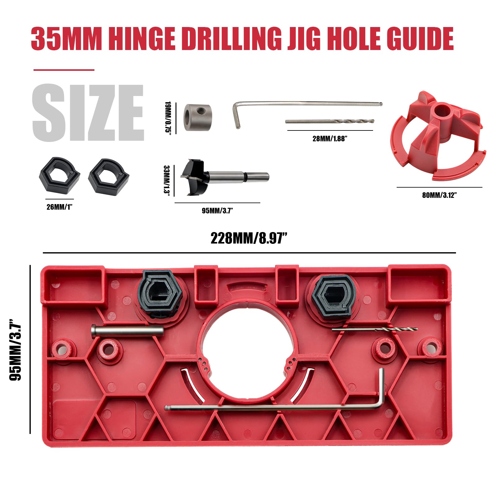 Vigtayue 35mm Hinge Drilling Jig Hole Guide Woodworking Tools, Concealed Hinge Jig for Kitchen Cabinet Doors Hinge - WoodArtSupply