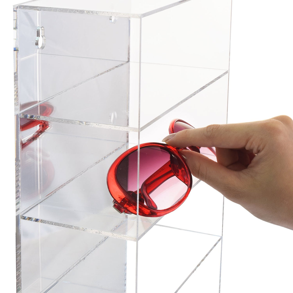 Ikee Design Mirrored Back Acrylic Display Case, 5-Level Collection Display Case for Mini Funko Pop Figures, Sunglasses Rack, Freestanding or Ikee Design