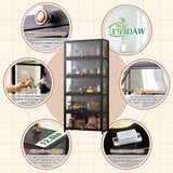 Lsjoaw Display Case 31.5x12.6x67.7in Flip Door Cabinet Display Shelf Curio Cabinet Modern Minimalist Bamboo Storage with Acrylic Cabinet Doorsealed Lsjoaw