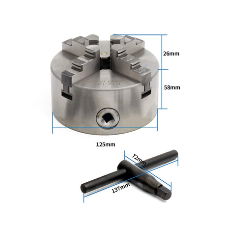 RATTMMOTOR 4-Jaw K12-125mm Self-centering Linkage Lather Chuck with Chuck Wrench for CNC Roter Engraving Milling Machine RATTMMOTOR