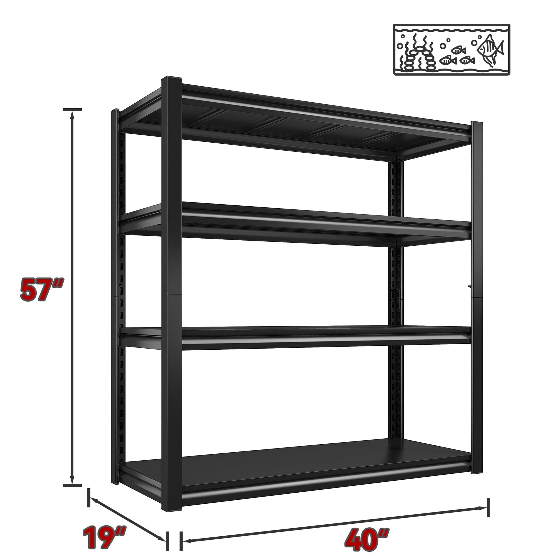 Raybee 40" Wide Storage Shelves Garage Shelving, 2 Pack, Heavy Duty Shelving, Adjustable 4 Tier Metal Shelves for Warehouse, Pantry, Kitchen 40" W - WoodArtSupply