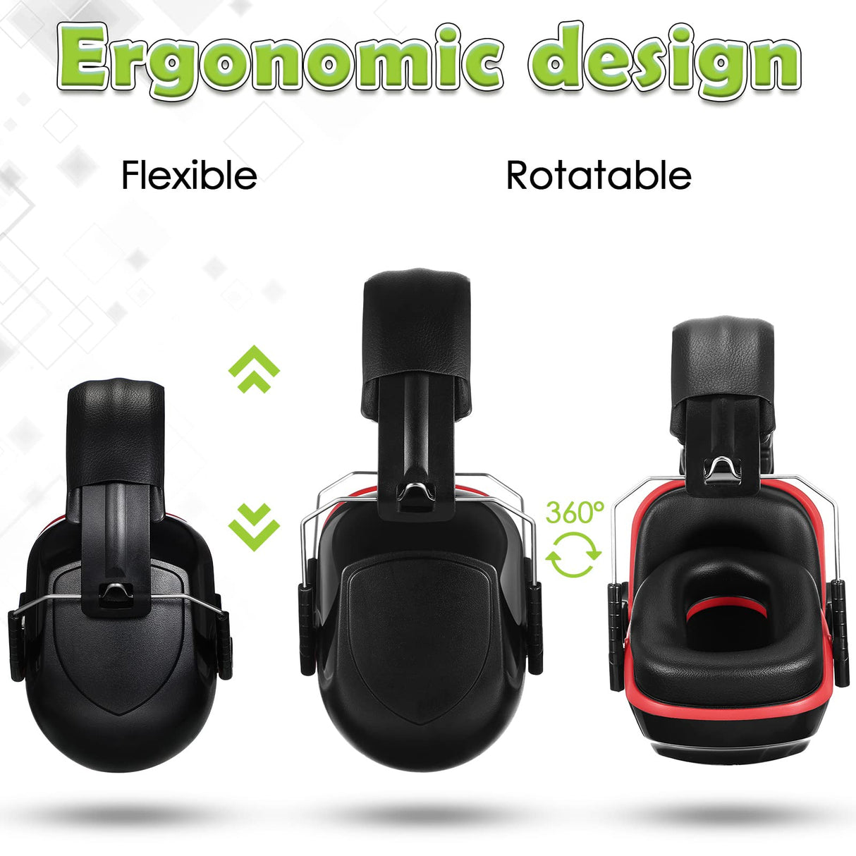 4 Pack NRR 28dB Safety Ear Muffs, Foldable Noise Reduction Safety Ear Protection Adult Noise Cancelling Earmuffs for Shooting (Red and Blue) Yunsailing