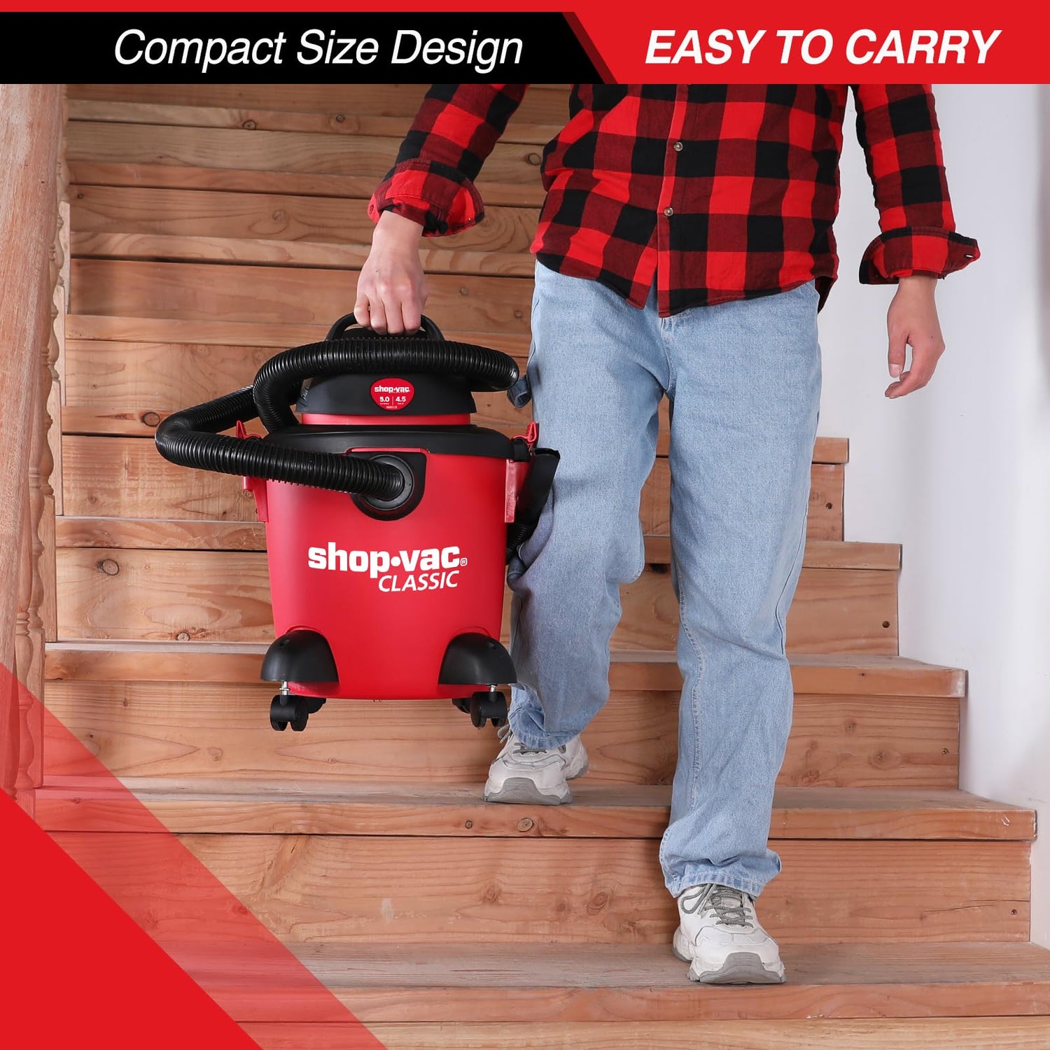 Shop-Vac 5 Gallon 4.5 Peak HP Wet/Dry Vacuum, Portable Heavy-Duty Shop Vacuum 3 in 1 Function with Attachments for House, Garage, Car & Workshop, Shop-Vac