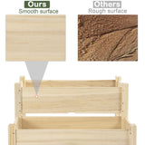 Outsunny 34"x34"x28" Raised Garden Bed, 2-Tier Elevated Wood Planter Box for Backyard, Patio to Grow Vegetables, Herbs, and Flowers, Natural Outsunny