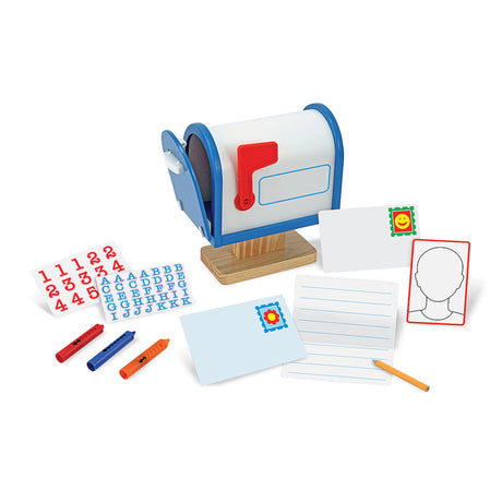 Melissa & Doug My Own Wooden Mailbox Activity Set and Educational Toy With Reusable Letters And Post Cards, Pretend Play Mailbox For Preschoolers And Melissa & Doug