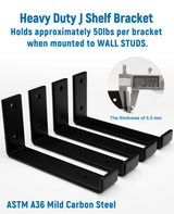 LEOPO 10 inch Shelf Bracket for DIY Floating Shelf, 1/5 inch Thick Heavy Duty Bracket, 4 Pack LEOPO