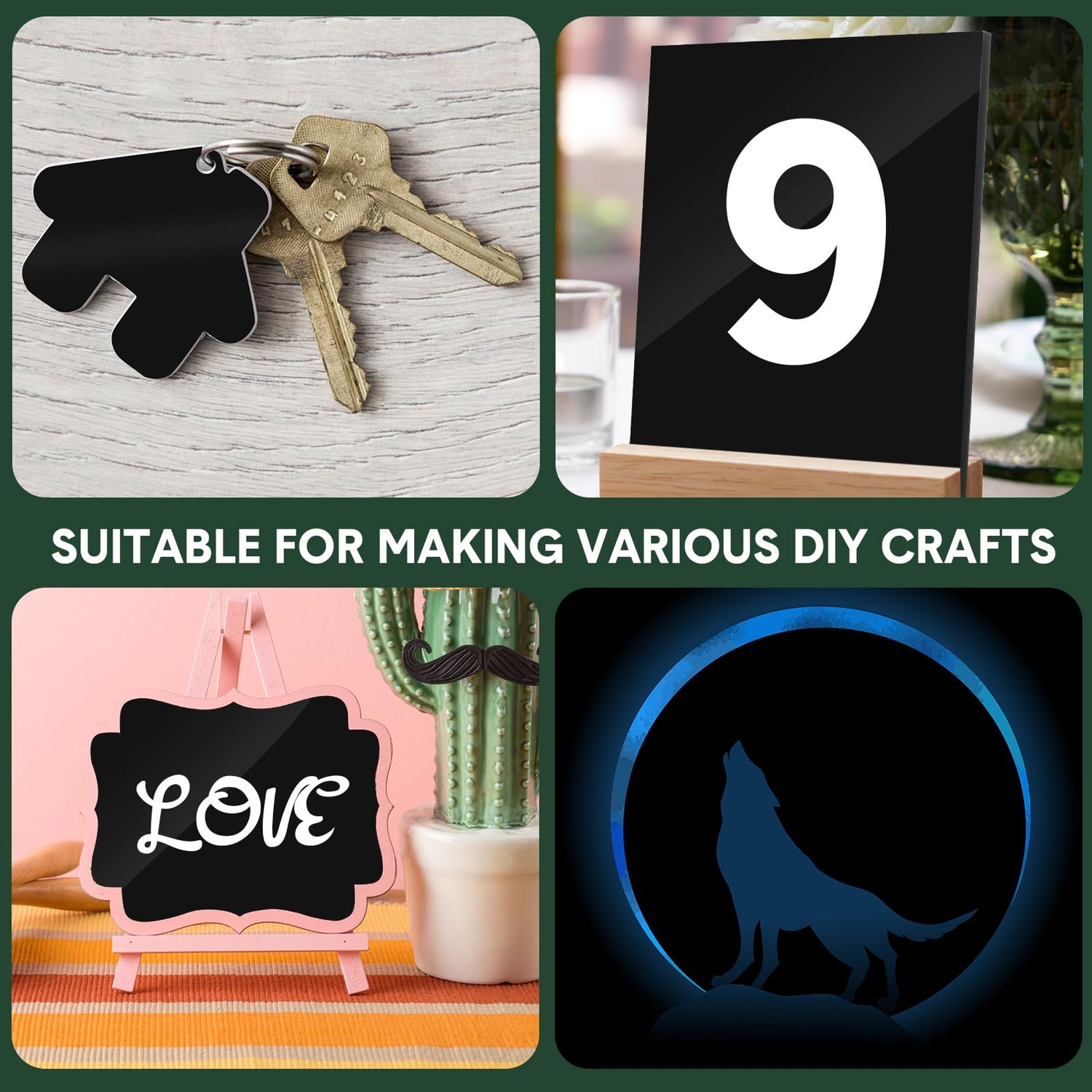 Suzile 50 Pcs Black Acrylic Sheet 3.9 x 3.9 in Acrylic Sheets 1/8 Thick Cut to Size Acrylic Sheets Opaque Polycarbonate Sheet Acrylic for Laser Suzile