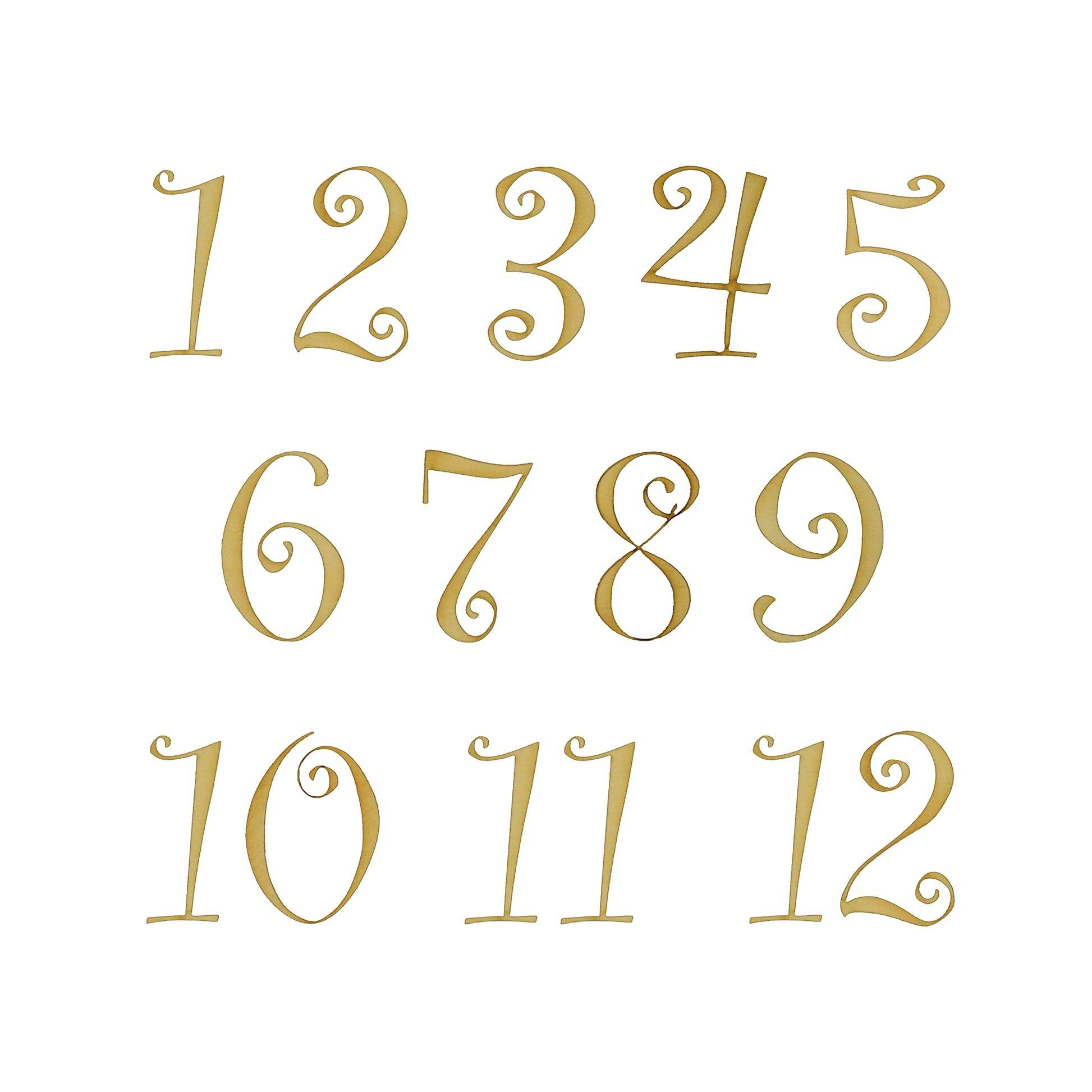 Unfinished Wood Clock Number Set in Curlz Font, Available in a Variety of Sizes and Thicknesses (1.5 Inch Tall, 1/8" Thickness) - WoodArtSupply