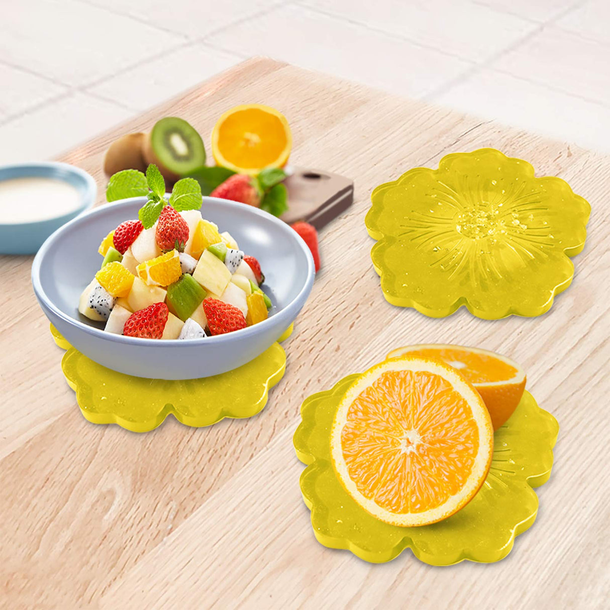 Panamalar Silicone Resin Molds, 1PCS Large Resin Tray Mold and 5PCS Coaster Molds for Resin Casting, Flower Shape Epoxy Resin Casting Molds for DIY, PANAMALAR