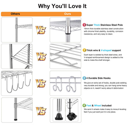 Devo 5-Tier Adjustable Heavy Duty Wire Shelving Unit for Versatile Storage Solutions - WoodArtSupply