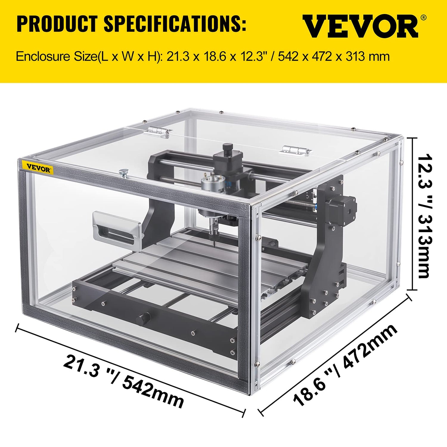 VEVOR CNC 3018 PRO Router Machine, GRBL Control 3-Axis Milling Engraver Engraving Machine, DIY CNC Router Kit with Transparent Enclosure, Offline VEVOR