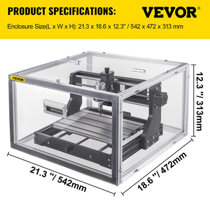 VEVOR CNC 3018 PRO Router Machine, GRBL Control 3-Axis Milling Engraver Engraving Machine, DIY CNC Router Kit with Transparent Enclosure, Offline