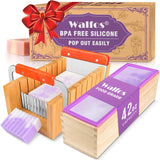 Walfos Soap Mold for soap Making, Soap Making kit - 42 oz Silicone Loaf soap Mold Set with Rectangular Wood Box & Bamboo Cutter Measuring Box, 2 Walfos