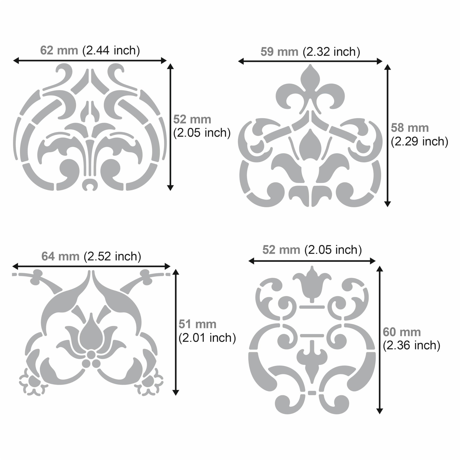 Aleks Melnyk No.342 Metal Stencil, Swirls, Ornaments, Flowers Vine, Patterns, Small Stencil, 1 PC, Template for Wood Burning, Engraving, Crafting, - WoodArtSupply