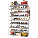 Kitsure 9-Tier Tall Shoe Rack for Closet - Shoe Organizer with Hook Rack, Large-Capacity of 36-45 Pairs, Space-Saving Shoe Shelf for Entryway, Kitsure