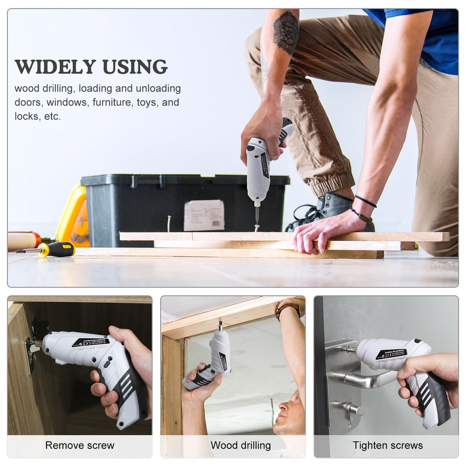 MQFORU Cordless Screwdriver，3.6V Rechargeable Electric Screwdriver Kit, 47 in 1 Portable Cordless Drills, Dual Position Handle with USB Cable LED MQFORU