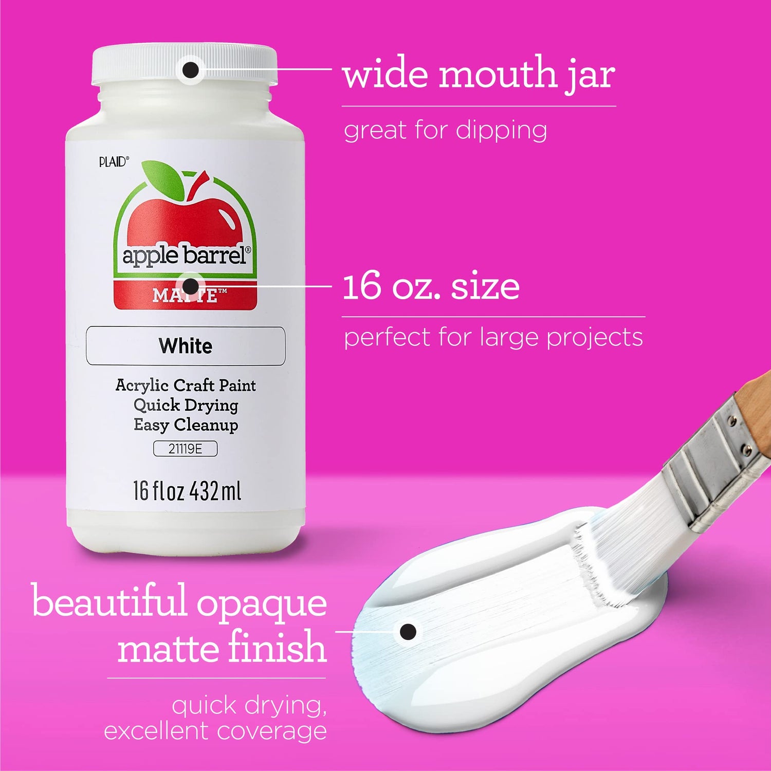 Apple Barrel PROMOABWB Set Featuring 2 White Black Acrylic Paint Colors, 16 Fl Oz (Pack of 2), Multi Apple Barrel