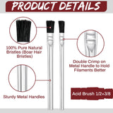 Mifoci 144 Pcs Acid Brush Bulk Boar Hair Acid Flux Brushes Epoxy Wood Glue Brush Metal Tubular Handle Disposable Glue Brushes for Woodworking Mifoci