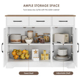 HOSTACK Modern Farmhouse Sideboard Buffet Cabinet, Barn Doors Buffet Storage Cabinet with Drawers and Shelves, Wood Coffee Bar Cabinet with Storage HOSTACK