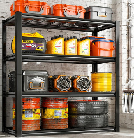 REIBII 40" W Garage Shelving Heavy Duty Storage Shelves 2240LBS Heavy Duty Shelving 4-Tier Adjustable Metal Shelves for Storage Rack Industrial REIBII