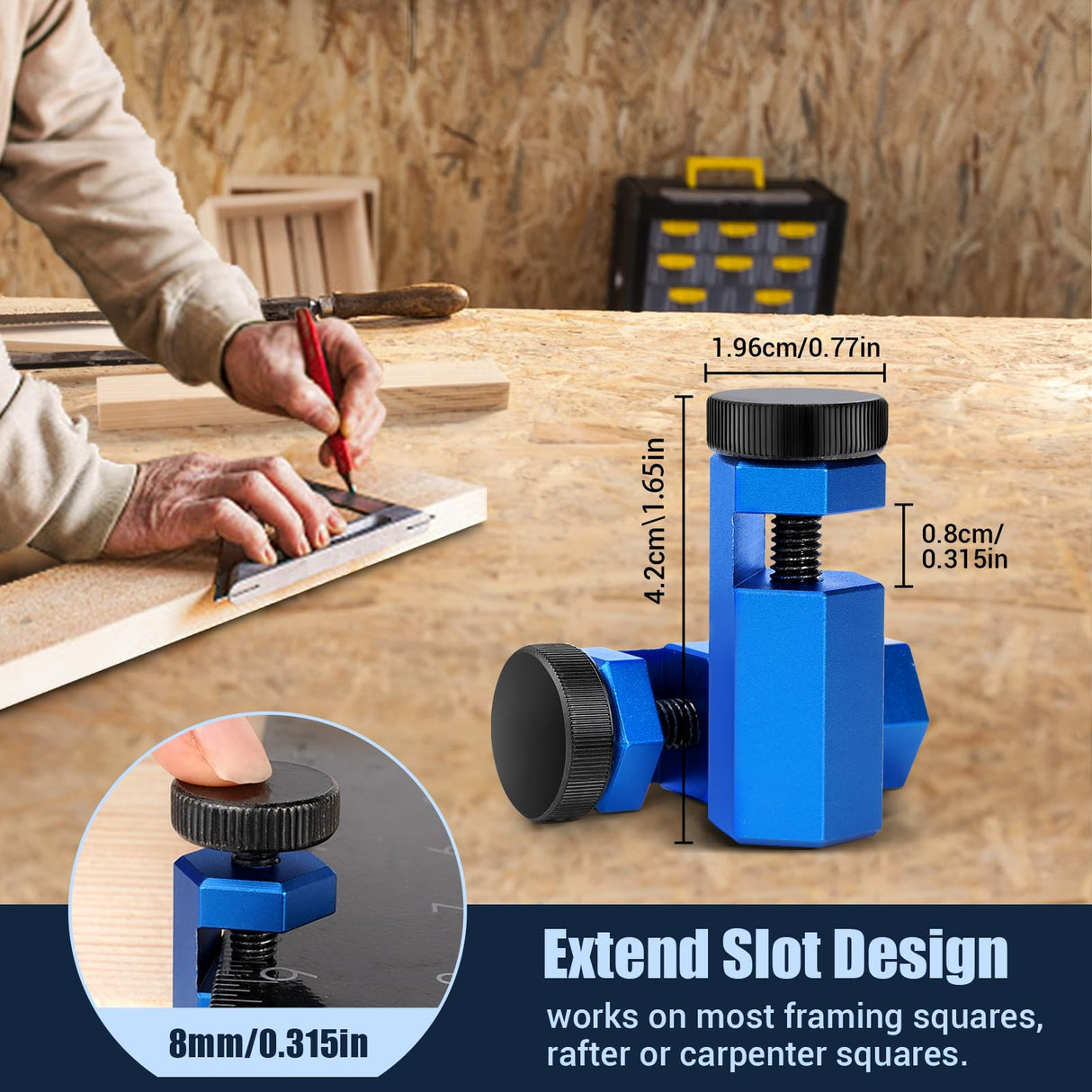 Cocowin Tall Stair Gauges for Framing Square with Holder and Carabiner Stair guages Knobs Tool for Circular Saw Metal Stair Stringer Layout Tool for Cocowin