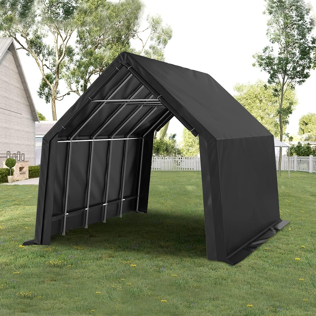 KING BIRD 13' x 20' x 12' Heavy Duty Anti-Snow Carport for SUV, Full-Size Truck and Boat, Outdoor Car Canopy Boat Shelter with Reinforced Ground - WoodArtSupply