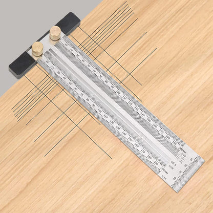 Ultra Precise Marking T-Rule Stainless Steel Marking Ruler, T Square Hole Ruler, Stainless Steel Woodworking Scribing Ruler, Positioning, Scribbling - WoodArtSupply