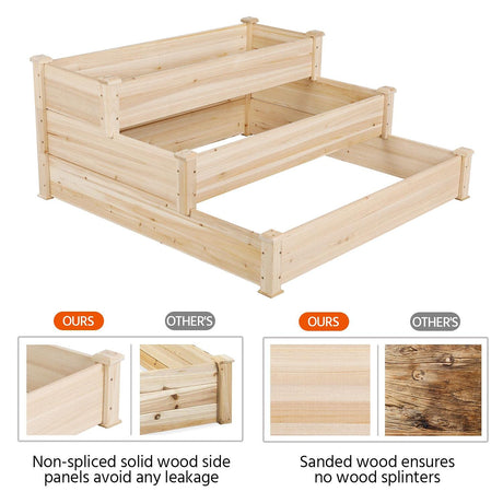 Yaheetech 3 Tier 47 x 47 x 22in Raised Garden Bed Horticulture Outdoor Elevated Flower Box Tiered Garden Bed Wooden Vegetables Growing Planter for Yaheetech