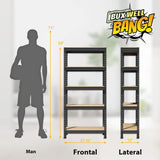 BuxWellBang 5-Shelf Heavy Duty Shelving - Adjustable Garage Storage Shelves, Metal Utility Storage Racks for Warehouse Pantry Basement Kitchen, BuxWellBang