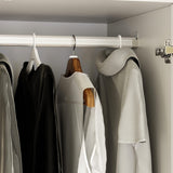 ECACAD Large Wardrobe Armoire with Multi-Tier Shelves, 5 Drawers, Hanging Rod & 4 Louver Doors, Wooden Closet Storage Cabinet for Bedroom, White ECACAD