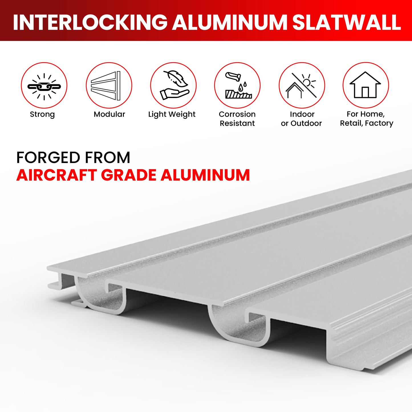 DLDIRECT DiamondLife Aluminum Slatwall Panel Garage Wall Organizer Heavy Duty Wall Mounted Slat Wall Rack, Interlocking Paneling for Garage Wall Slat