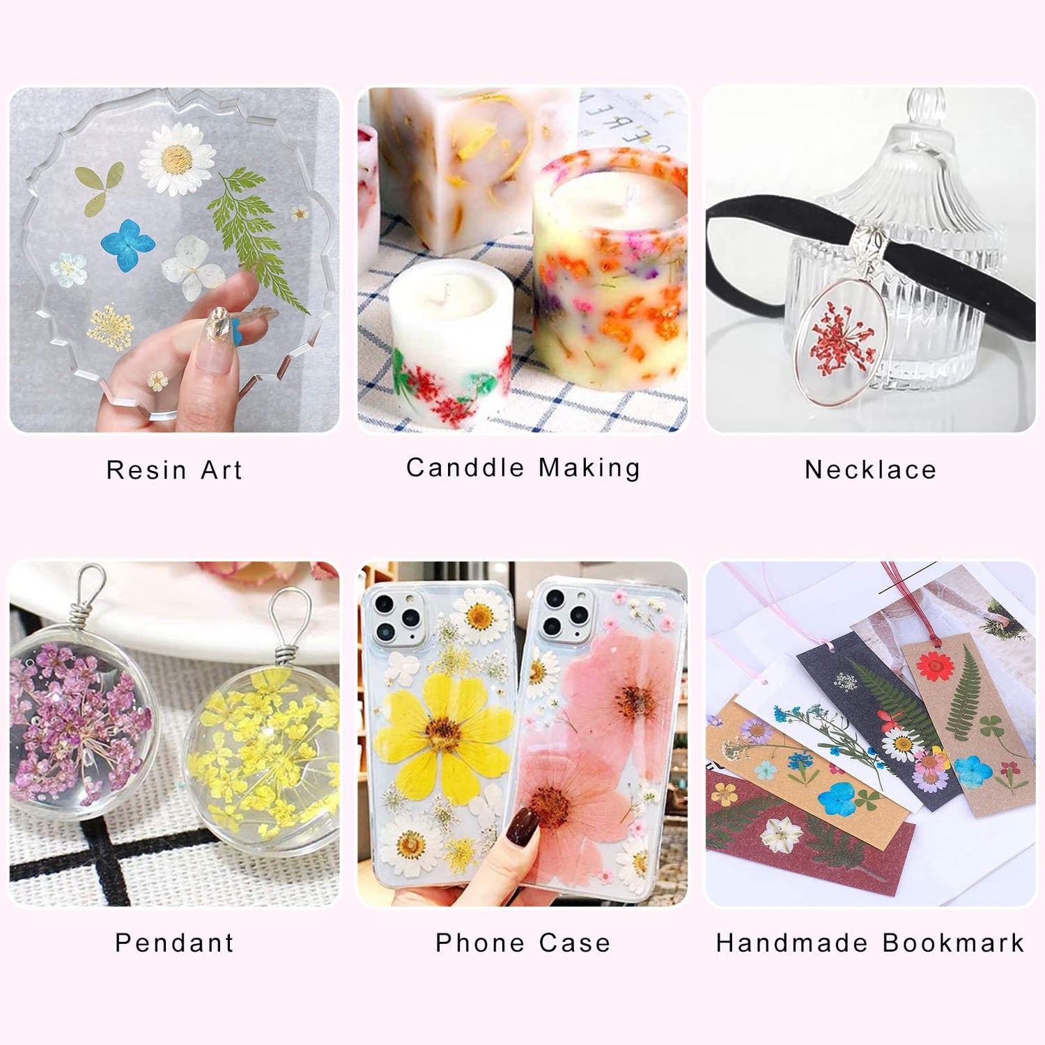 iFancer Dried Flowers for Resin Craft Nail Art Mix Small Mini Dry Flowers (Pack of 6 Boxes, About 260 PCS) iFancer
