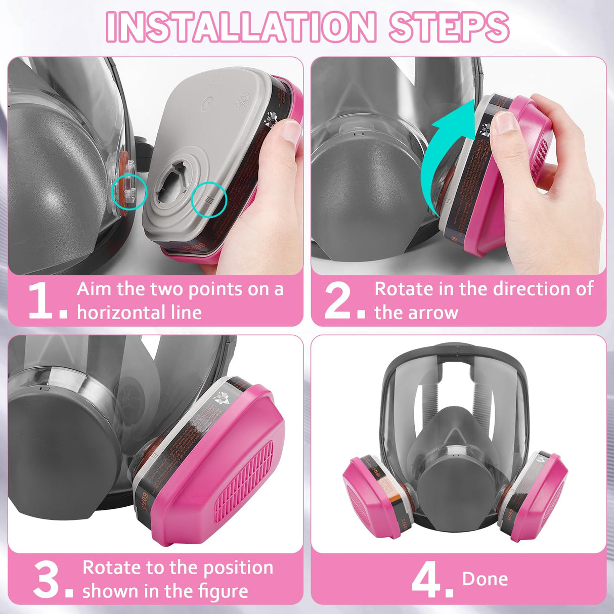 Full Face Respirator Mask with 60925 Filters - Reusable Full Face Gas Masks Survival Nuclear and Chemical,Ideal for Paint, Dust, Spraying, Chemicals, Panbear