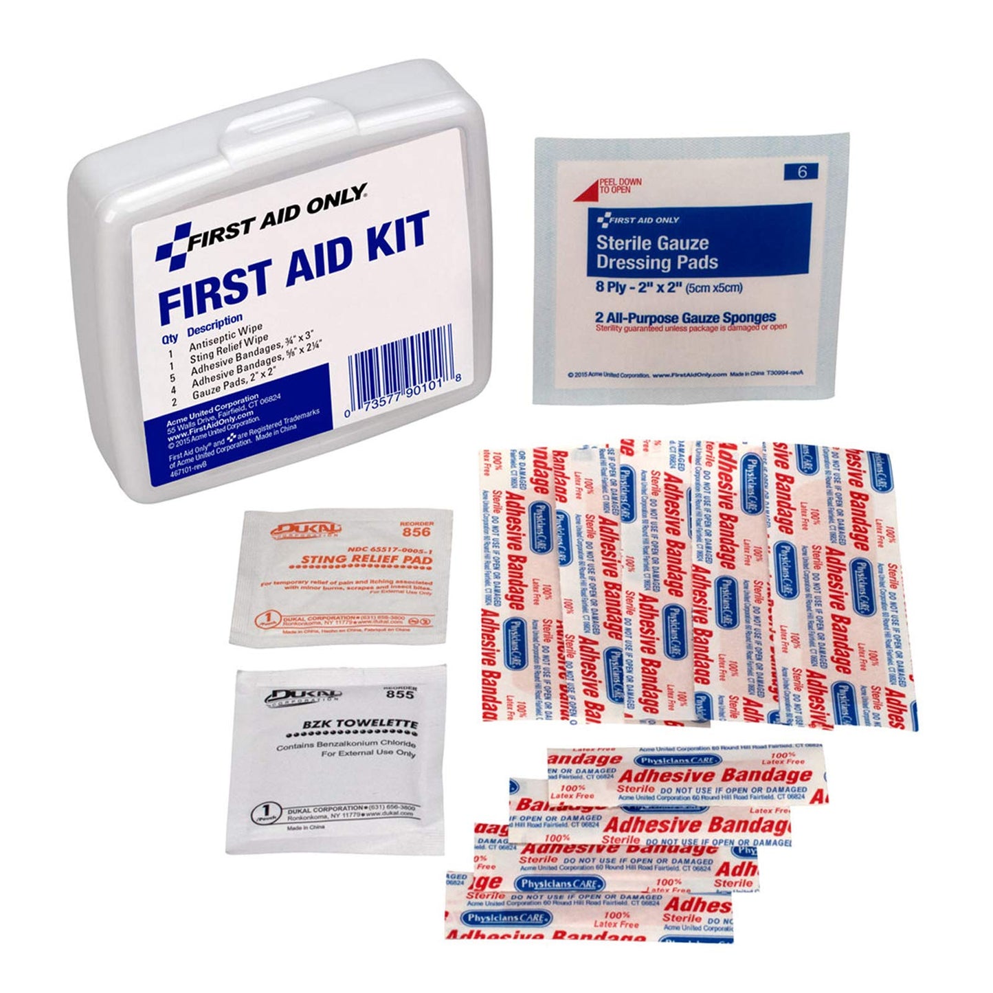 First Aid Only PhysiciansCare On-The-Go Emergency First Aid Kit for Home, Work, and Travel, 13 Pieces - WoodArtSupply