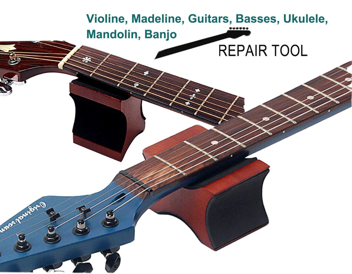 Guitar Neck Rest, Electric Acoustic & Bass Guitar Support Pillow for Changing Strings, String Instrument Wooden Neck Craddle, Luthier Repair Setup LAMSAM