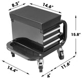 BIG RED Rolling Creeper Garage/Shop Seat with Three Built-in Drawers, Rolling Tool Chest,Black,APD2016AR BIG RED