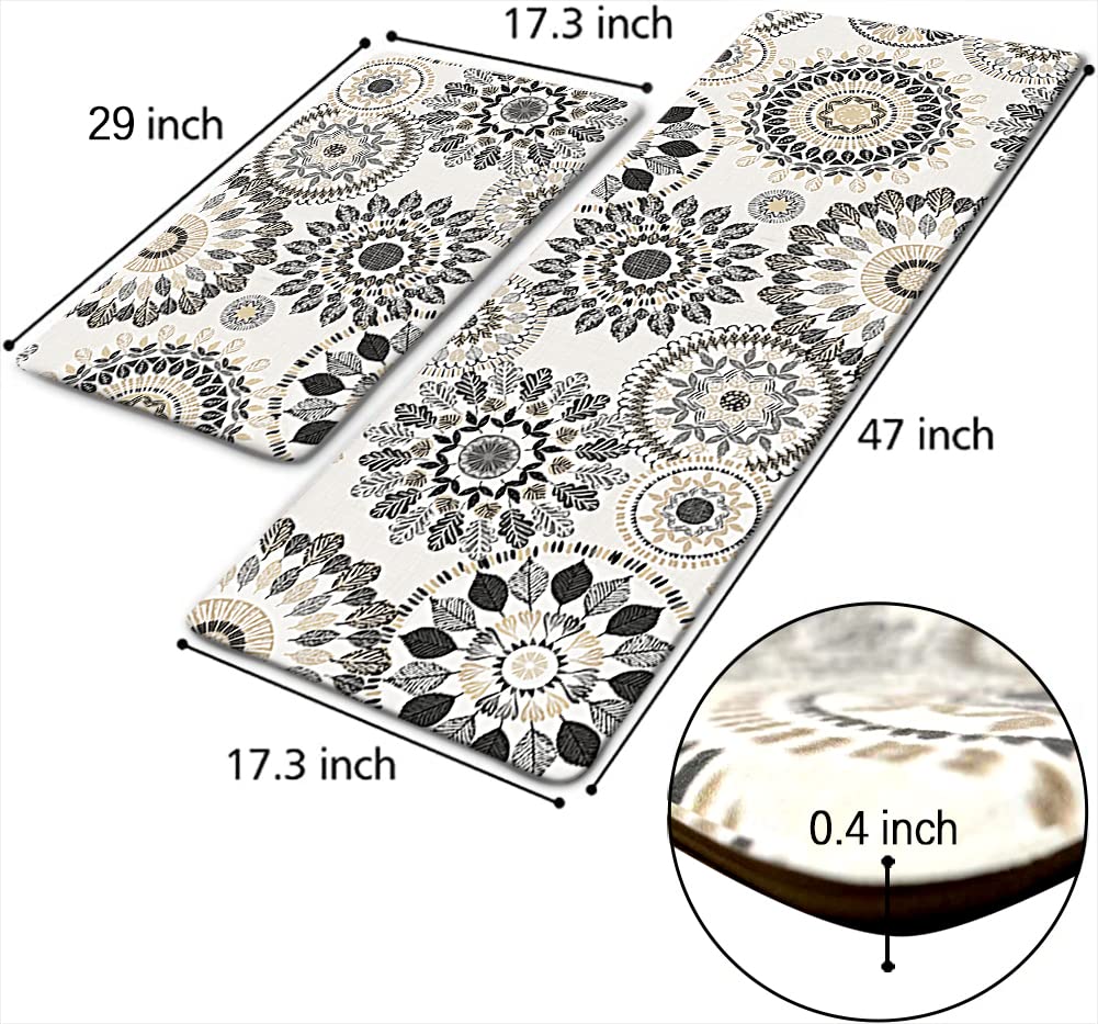 Sofort Kitchen Mat, Cushioned Anti Fatigue Kitchen Rug Set, 2 Pieces Non Slip Waterproof Kitchen Mats for Floor, Comfort Heavy Duty Standing Mat for Sofort