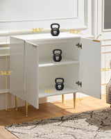 SICOTAS Fluted White Storage Cabinet, Wood Sideboard Buffet Cabinet with Spray-Painted Finish, Multifunctional Console Table with Storage Credenza SICOTAS