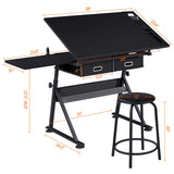 Topeakmart Drafting Table for Artists, Height Adjustable Drawing Draft Desk, Tiltable Tabletop, Art Craft Work Station with Extra Board for Diamond Topeakmart